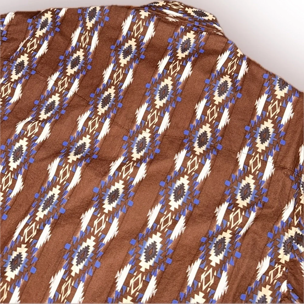 Vintage Syle Wrangler South Western Aztec Tribal Cowboy Patterned Snap  Shirt M